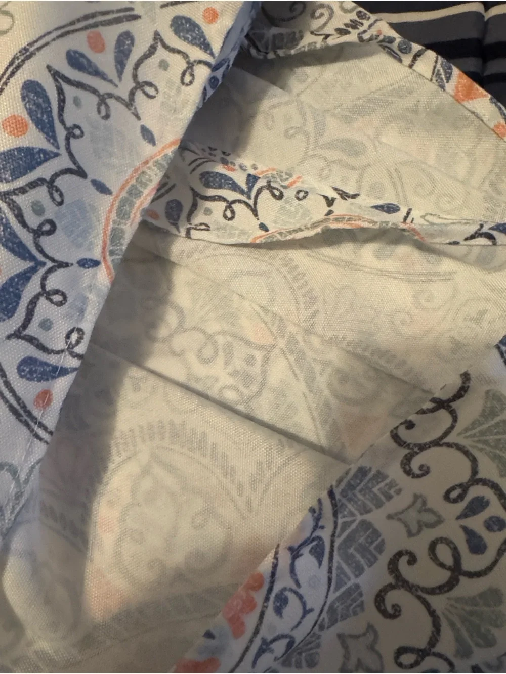 Paisley Printed Table cloth in White, Blue & Orange